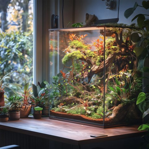 Terrario - Sztuczna Gałąź Dekoracyjna z Pędami do Terrarium - 100 cm Terrario
