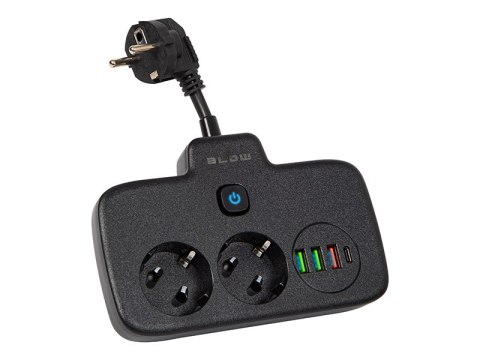 98-233# Rozgałęźnik ps-310u 3-gniazda 3xusb 0.1m czarny 2x1mm przedłużacz`
