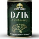 Kraina Radolin Dzik z żurawiną 400g 82% mięsa karma mokra dla alergików z nadwrażliwością pokarmową