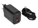 76-033# Ładowarka sieciowa gniazdo usb + usb-c pd 45w + kabel