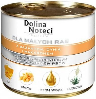 Dolina Noteci Premium Dla Psów Małych Ras Z Bażantem, Dynią I Makaronem 185g Dolina Noteci