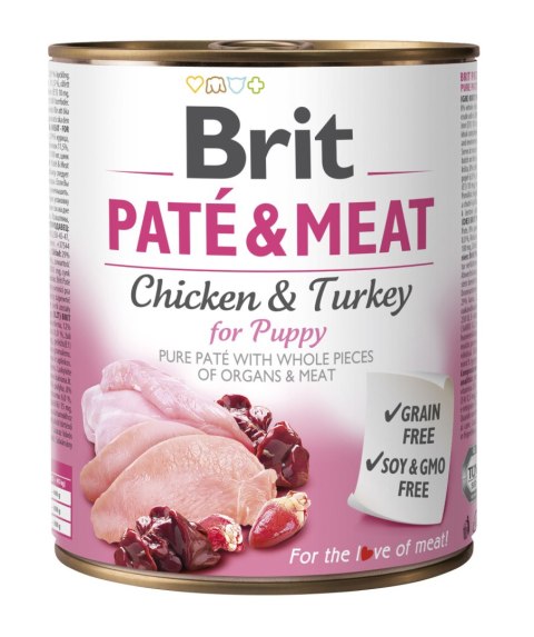 Brit Paté & Meat For Puppy Kurczak Z Indykiem 800g Brit