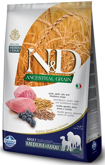 Farmina N&D Ancestral Grain Canine Adult Medium&Maxi Lamb&Blueberry 12kg Farmina