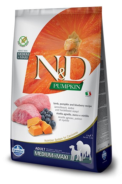 Farmina N&D Pumpkin Grain Free Canine Adult Medium&Maxi Lamb&Blueberry 2,5kg Farmina