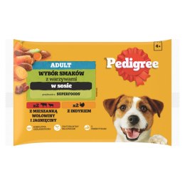 Pedigree Mokra Karma Dla Dorosłych Psów W Sosie (Z Wołowiną I Jagnięciną, Z Indykiem I Marchewką) 4x100g Pedigree