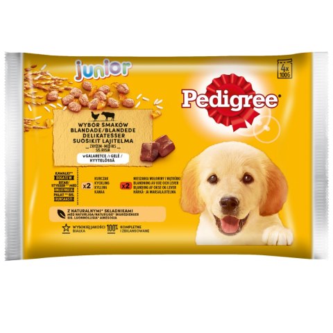 Pedigree Mokra Karma Dla Szczeniąt W Galaretce (Z Kurczakiem I Ryżem, Z Wołowiną I Ryżem) 4x100g Pedigree