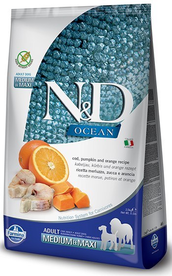 Farmina N&D Ocean Canine Adult Medium&Maxi Cod Pumpkin&Orange 12kg Farmina