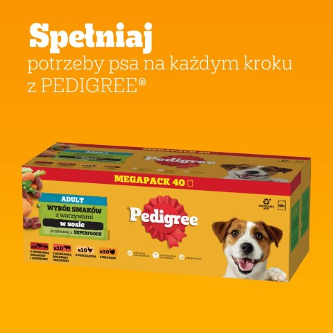 Pedigree Mokra Karma Dla Dorosłych Psów Saszetka Mix Smaków (Z Kurczakiem I Warzywami, Z Wołowiną I Warzywami, Z Indykiem I Marc Pedigree