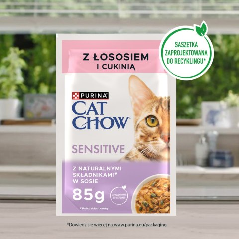 Purina Cat Chow Sensitive Karma Z Łososiem I Cukinią W Sosie 85g Purina Cat Chow