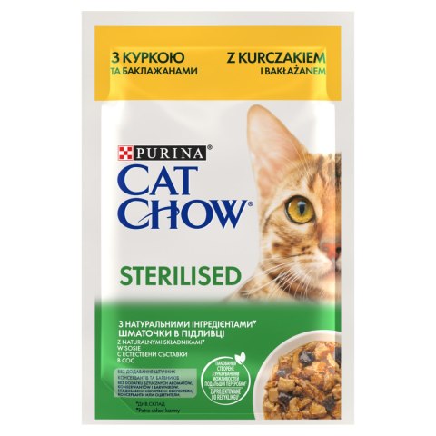 Purina Cat Chow Sterilised Karma Z Kurczakiem I Bakłażanem W Sosie 85g Purina Cat Chow