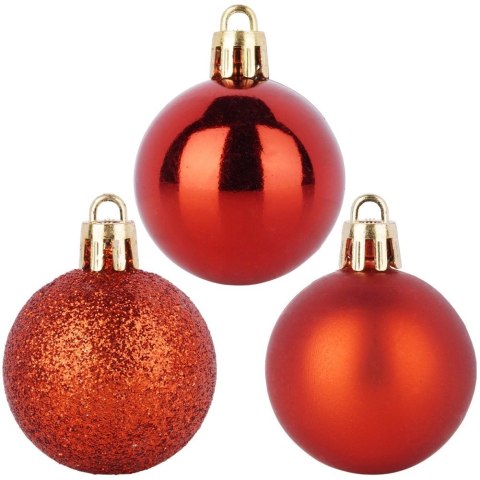 Bombki Czerwone 20 szt. Nietłukące 4 cm Komplet Mat/Błysk/Brokat Dekor