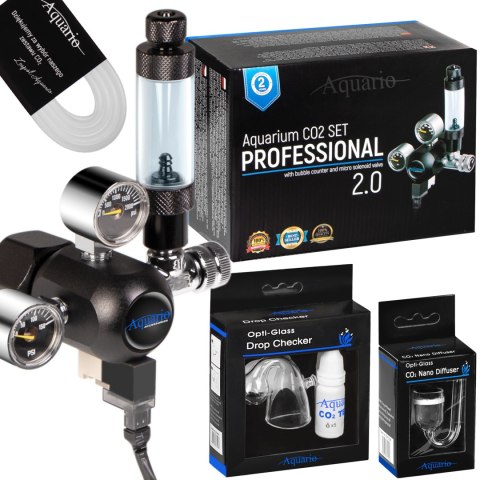 Aquario Professional 2.0 - zestaw CO2 z elektrozaworem + butla 8l Aquario