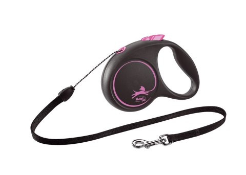 Flexi Smycz Black Design M Linka 5m Do 25kg Różowa Flexi