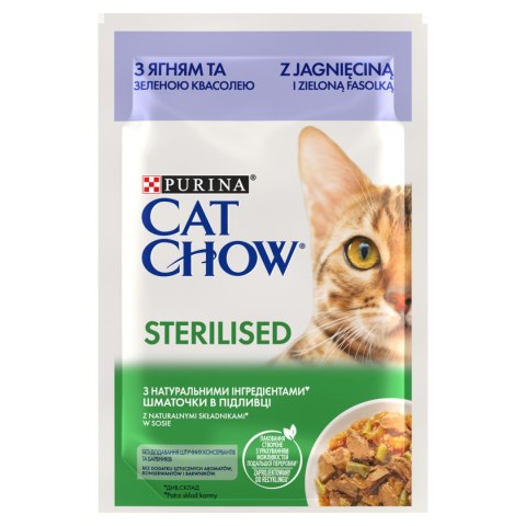 Purina Cat Chow Sterilised Karma Z Jagnięciną I Zieloną Fasolką W Sosie 85g Purina Cat Chow