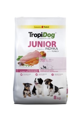 Tropidog Premium Junior Small And Medium Breeds Łosoś Z Ryżem 8kg Tropidog