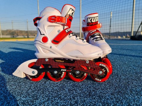 Rolki Damskie Męskie Białe Kauczukowe Solidne z Hamulcem KUBISPORT roz. 40