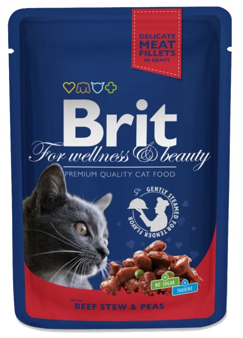 Brit Premium Cat Dla Kotów Dorosłych Z Wołowiną I Groszkiem 100g Brit