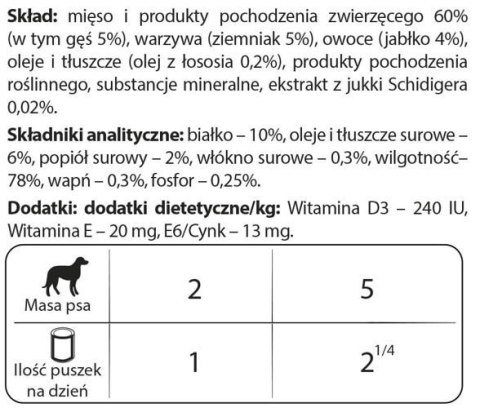 Dolina Noteci Premium Dla Psów Małych Ras Z Gęsią, Ziemniakami I Jabłkiem 185g Dolina Noteci