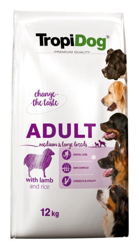 Tropidog Premium Adult Medium & Large Breed Jagnięcina Z Ryżem 12kg Tropidog