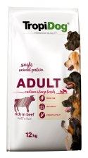 Tropidog Premium Adult Medium & Large Breed Wołowina Z Ryżem 12kg Tropidog