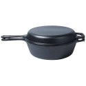 Zestaw Garnek z Patelnią Uchwytem Rączką Żeliwny Solidny Trwały VILDE 42 cm