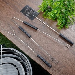 Zestaw Przyborów do Grilla 3 el. BBQ Stal Chromowana Długość 38 cm