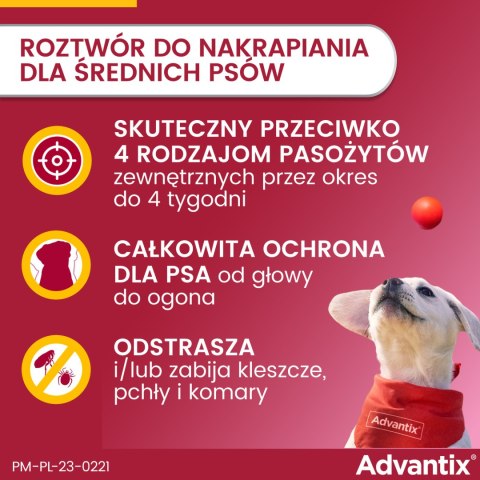 Bayer Advantix Krople Na Kleszcze I Pchły 4x2,5ml Bayer