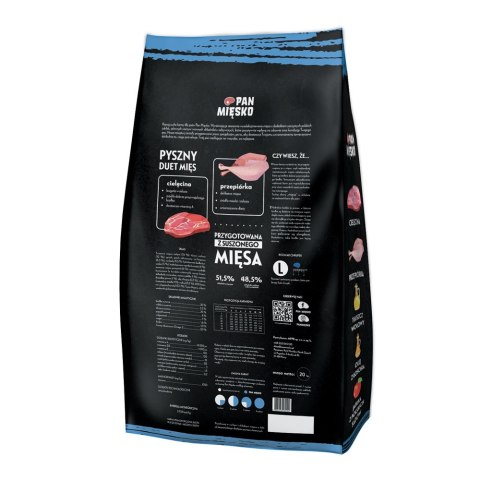 PAN MIĘSKO Cielęcina Z Przepiórką Dla Szczeniąt L 20kg PAN MIĘSKO