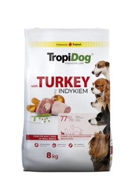 Tropidog Premium Adult Small Breeds Z Indykiem I Ryżem 8kg Tropidog