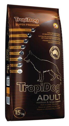 Tropidog Super Premium Adult Medium & Large Breed Jagnięcina Z Ryżem 15kg Tropidog
