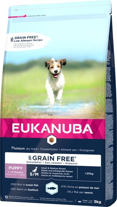 Eukanuba Puppy&Junior Small/Medium Grain Free Łosoś 3kg Eukanuba
