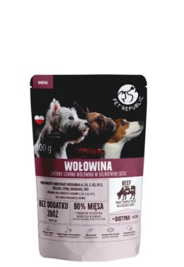 PetRepublic drobno siekane kawałki w delikatnym sosie - wołowina 100g dla psa Pet Republic