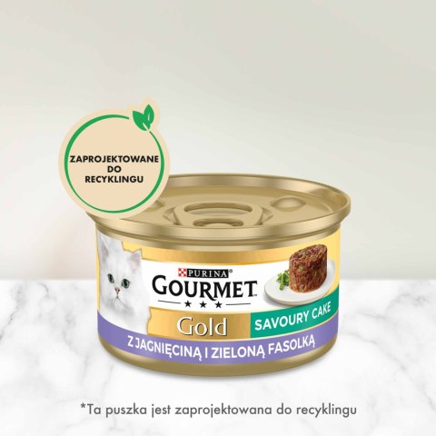 Purina Gourmet Gold Savoury Cake z jagnięciną i zieloną fasolką 85g Gourmet