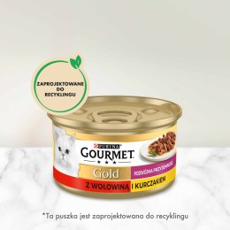 Purina Gourmet Gold z wołowiną i kurczakiem w sosie 85g Gourmet