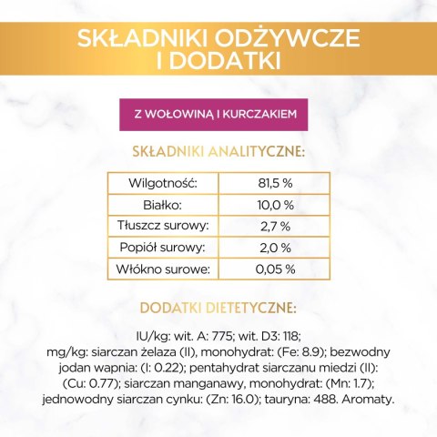 Purina Gourmet Gold z wołowiną i kurczakiem w sosie 85g Gourmet