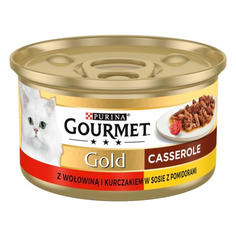 Purina Gourmet Gold z wołowiną i kurczakiem w sosie z pomidorami 85g Gourmet