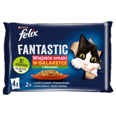 Felix Fantastic W Galaretce Z Kurczakiem I Wołowiną 4x85g Felix
