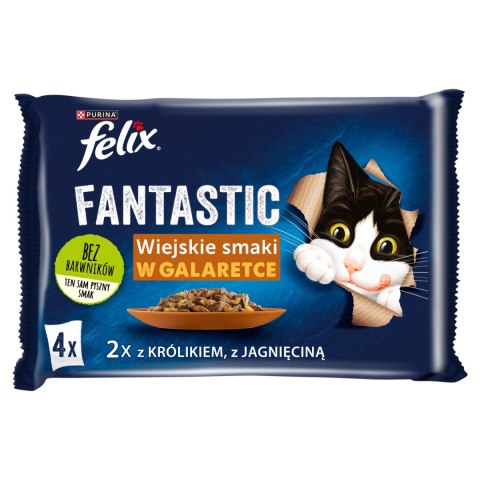 Felix Wiejskie Smaki W Galaretce Z Królikiem I Jagnięciną 4x85g Felix