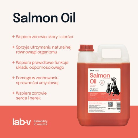 Lab-V Olej Z Łososia 100% Dla Psa I Kota W Każdym Wieku 5000ml Tłoczony Na Zimno LAB-V