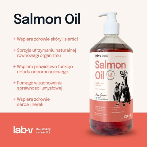 Lab-v Olej Z Łososia 100% Dla Psa i Kota 1000ml LAB-V
