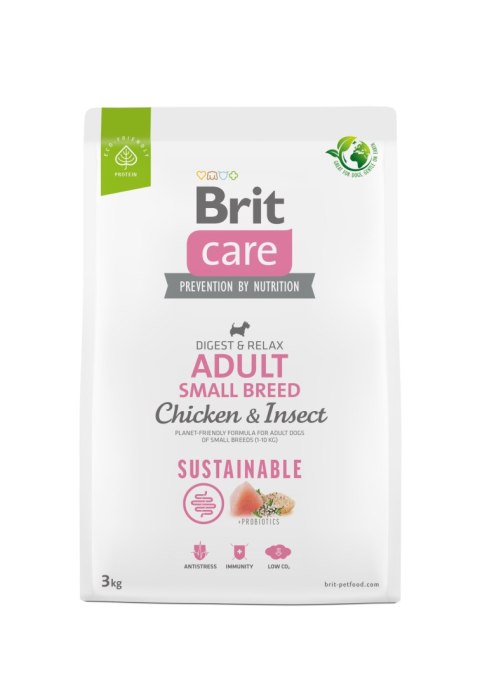 BRIT CARE® Dog Sustainable Adult Small Breed Chicken & Insect Karma Dla Psów Małych Ras Z Kurczakiem I Insektami 3 Kg Brit