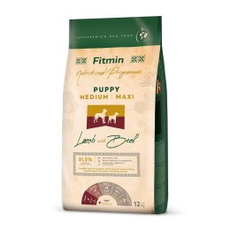 FITMIN Medium Maxi Puppy Lamb&Beef karma pełnoporcjowa dla szczeniąt 12kg Fitmin
