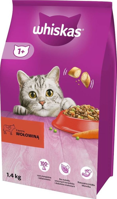 Whiskas Adult Karma Sucha Dla Kotów Wołowina 1,4kg Whiskas