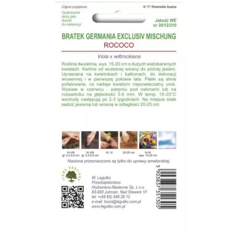 Bratek ogrodowy 'Rococo' - mieszanka, opakowanie 0,40 g W.Legutko