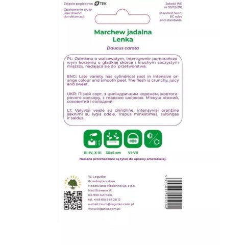 Marchew jadalna Lenka - śr. Wczesna W.Legutko