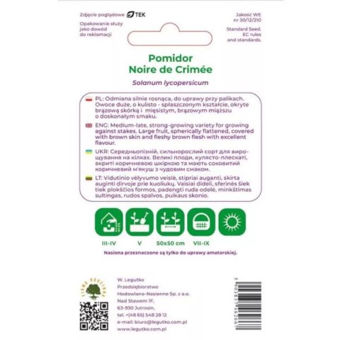Pomidor gruntowy wysoki Noire de Crimée - owoce okrągłe, brązowe W.Legutko