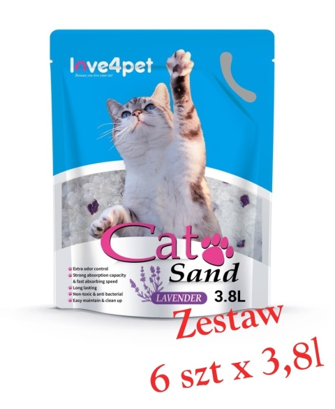 5x3,8kg Cat Sand Silikonowy żwirek o wyjątkowych właściwościach, wchłania wilgoć, niweluje zapachy i jest idealny dla kotów.
