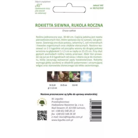 Rokietta siewna, Rukola jednoroczna W.Legutko