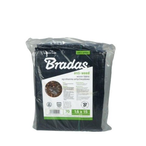 Agrotkanina PP czarna UV, 70g, 1,6 x 15m Bradas