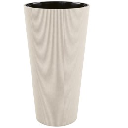 Donica Linea Slim 30 - migdał, wysoka ryflowana, śr. 30 cm FORM-PLASTIC